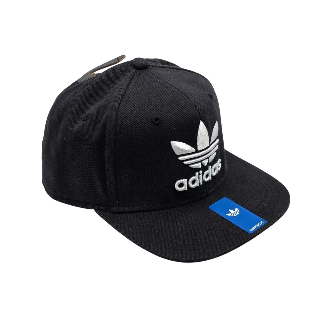 Adidas Originals Trefoil Adjustable Snapback Flatbill Hat Cap Black C153 NWT NEW